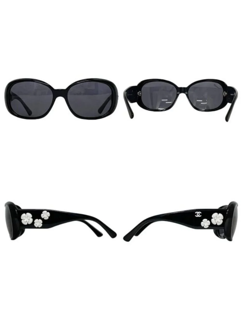 Chanel Sunglasses Camellia 87 Acetate Black Eyewear